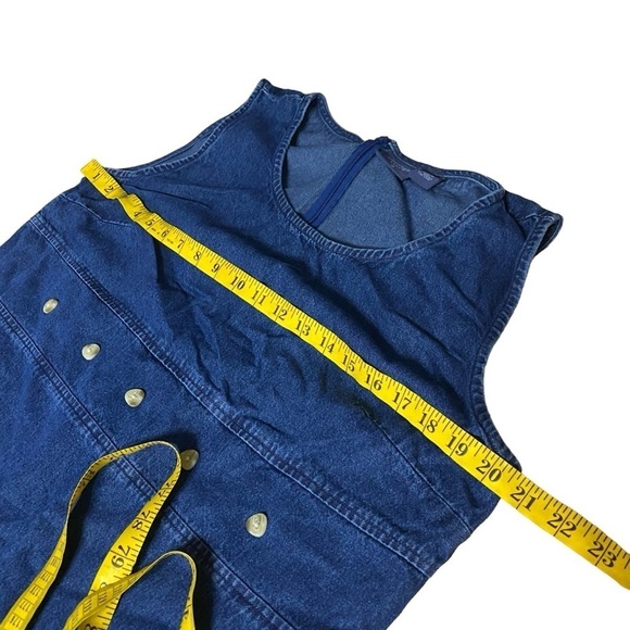 Vintage 90’s y2k Mountain Lake Cotton Denim Jumper Overall Maxi Dress Size XL - Picture 7 of 11
